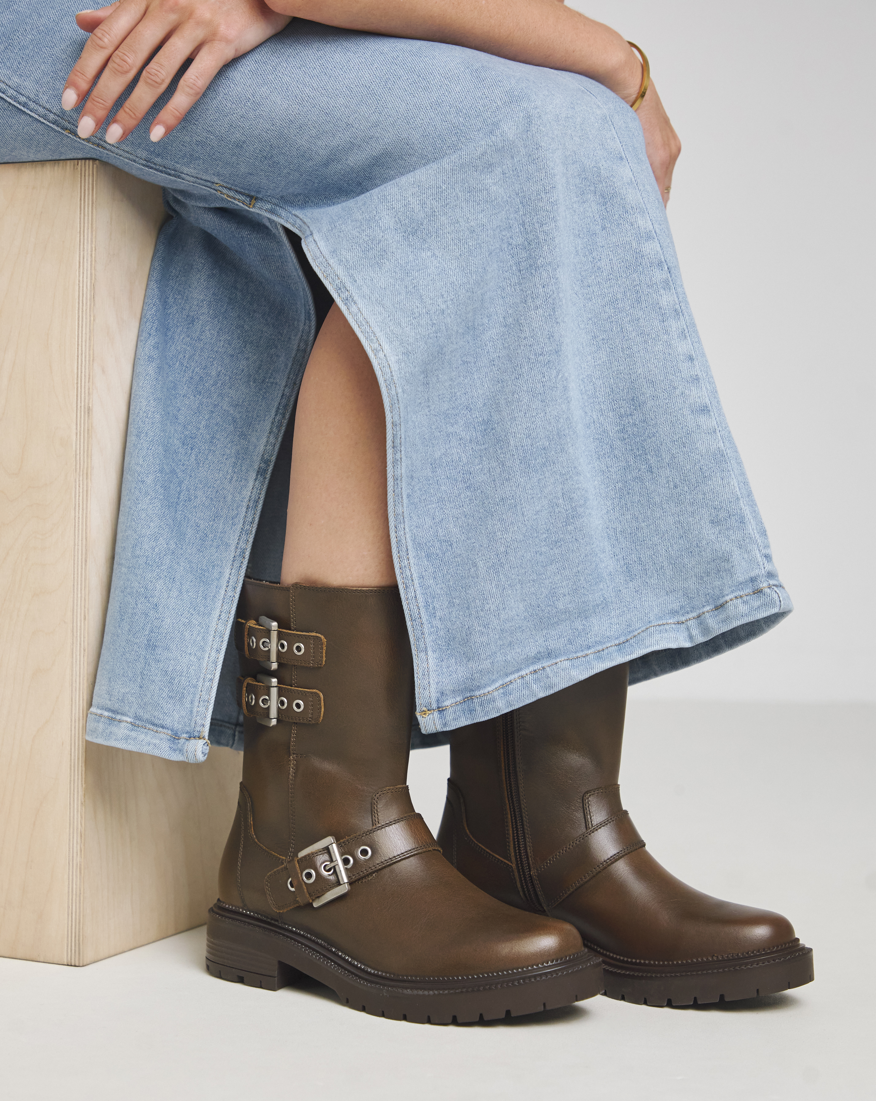 Calf Height Biker Boot Wide E Fit