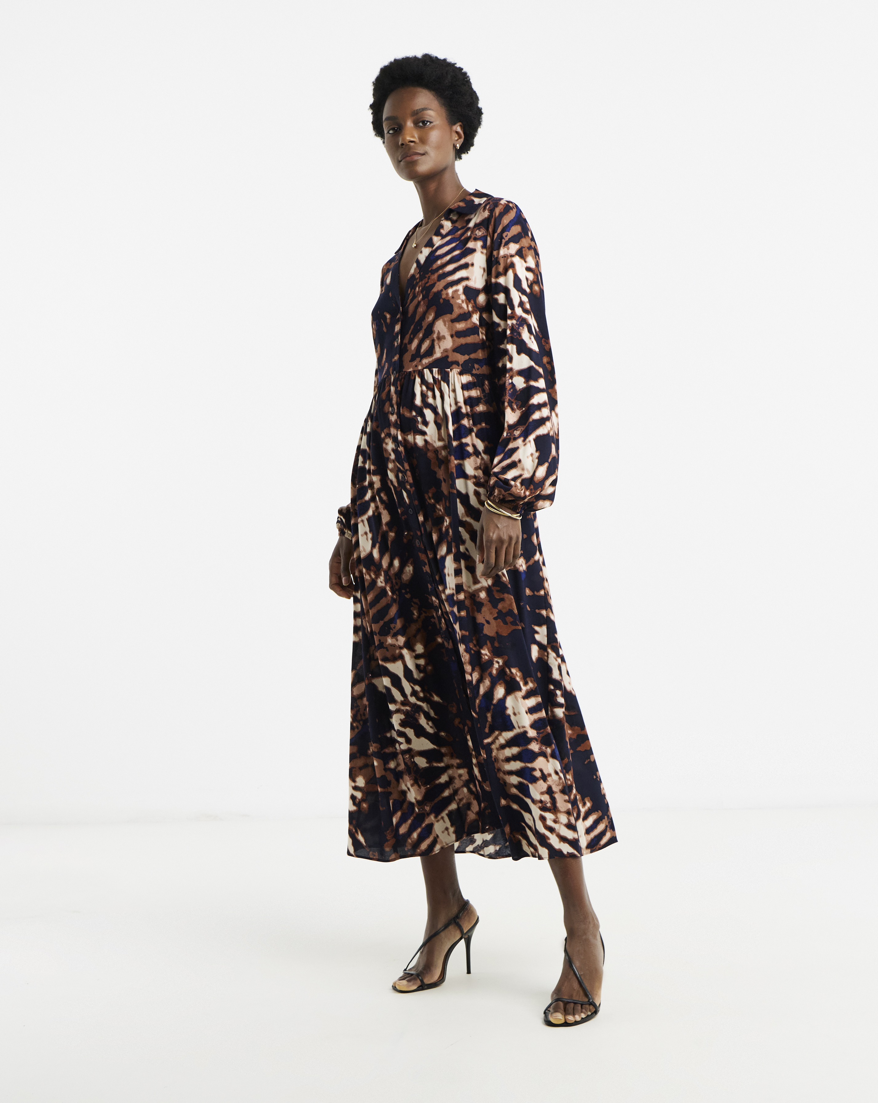 Printed Smock Shirt Dress