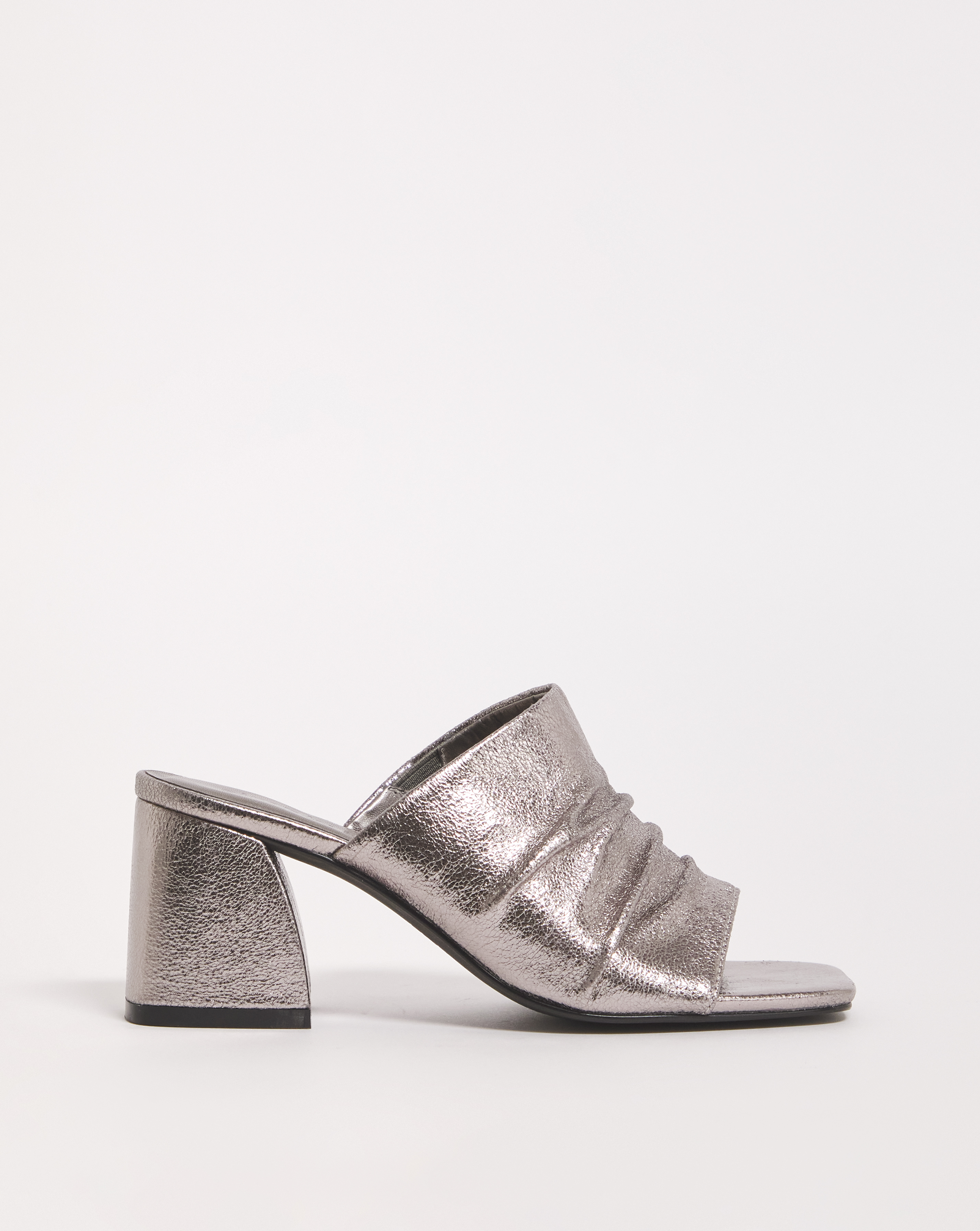 Ruched Heeled Mule Sandals Wide