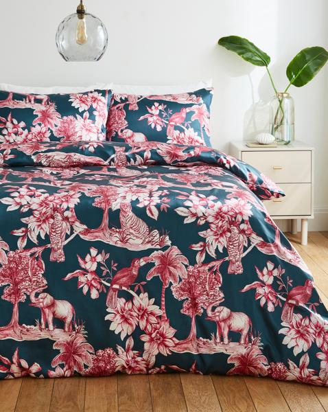 Juniper Silky Satin Jungle Duvet Set