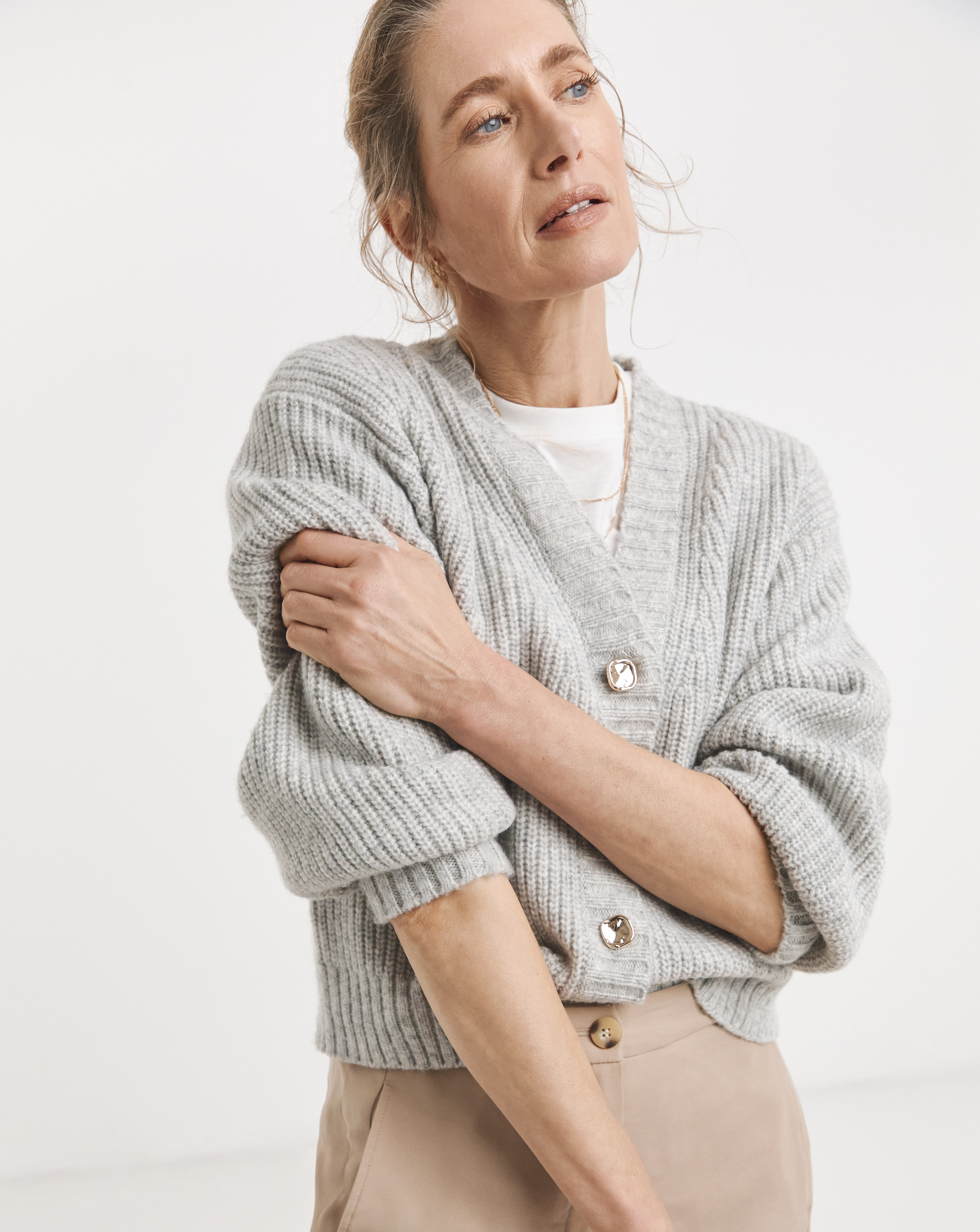 Rib V Neck Cardigan