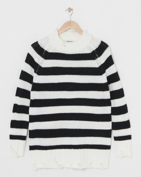 Stripe Distressed Longline Jumper