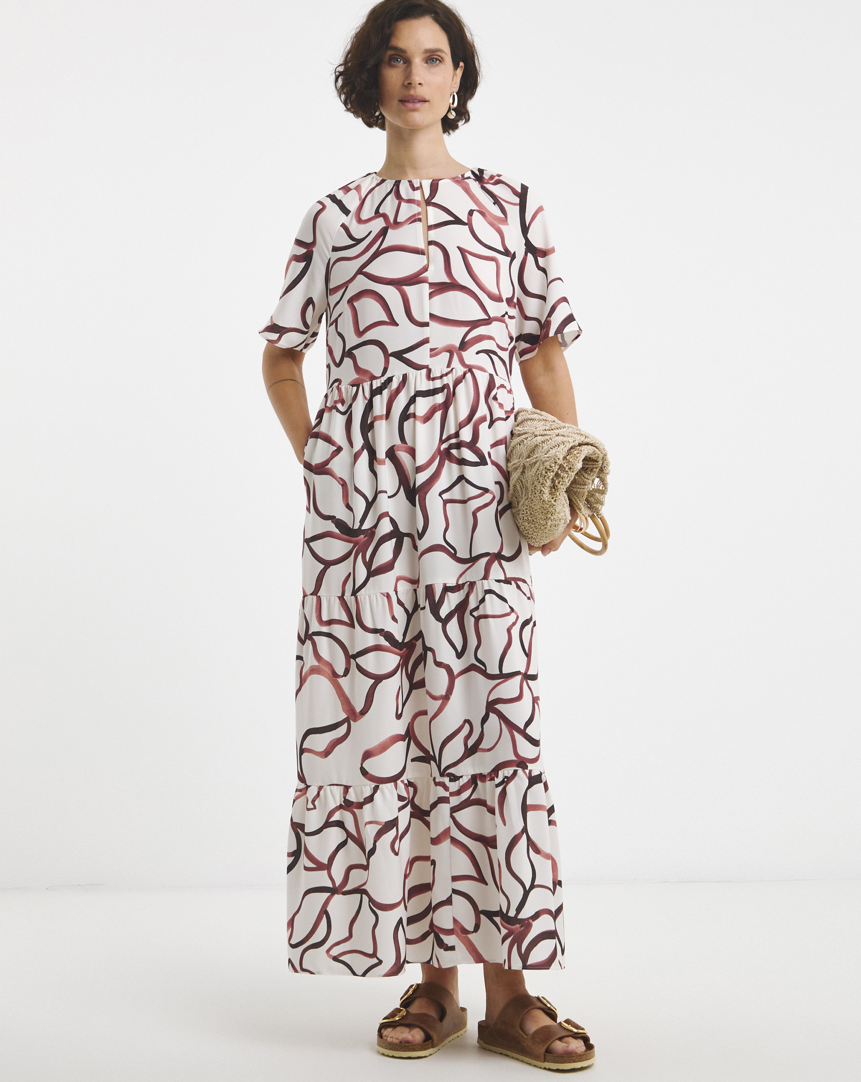 Short Sleeve Smock Maxi Dress