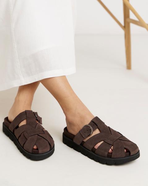 Woven Closed Toe Mules Wide Fit