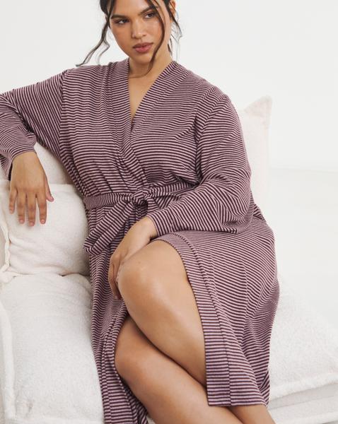 Soft Knit Stripe Dressing Gown