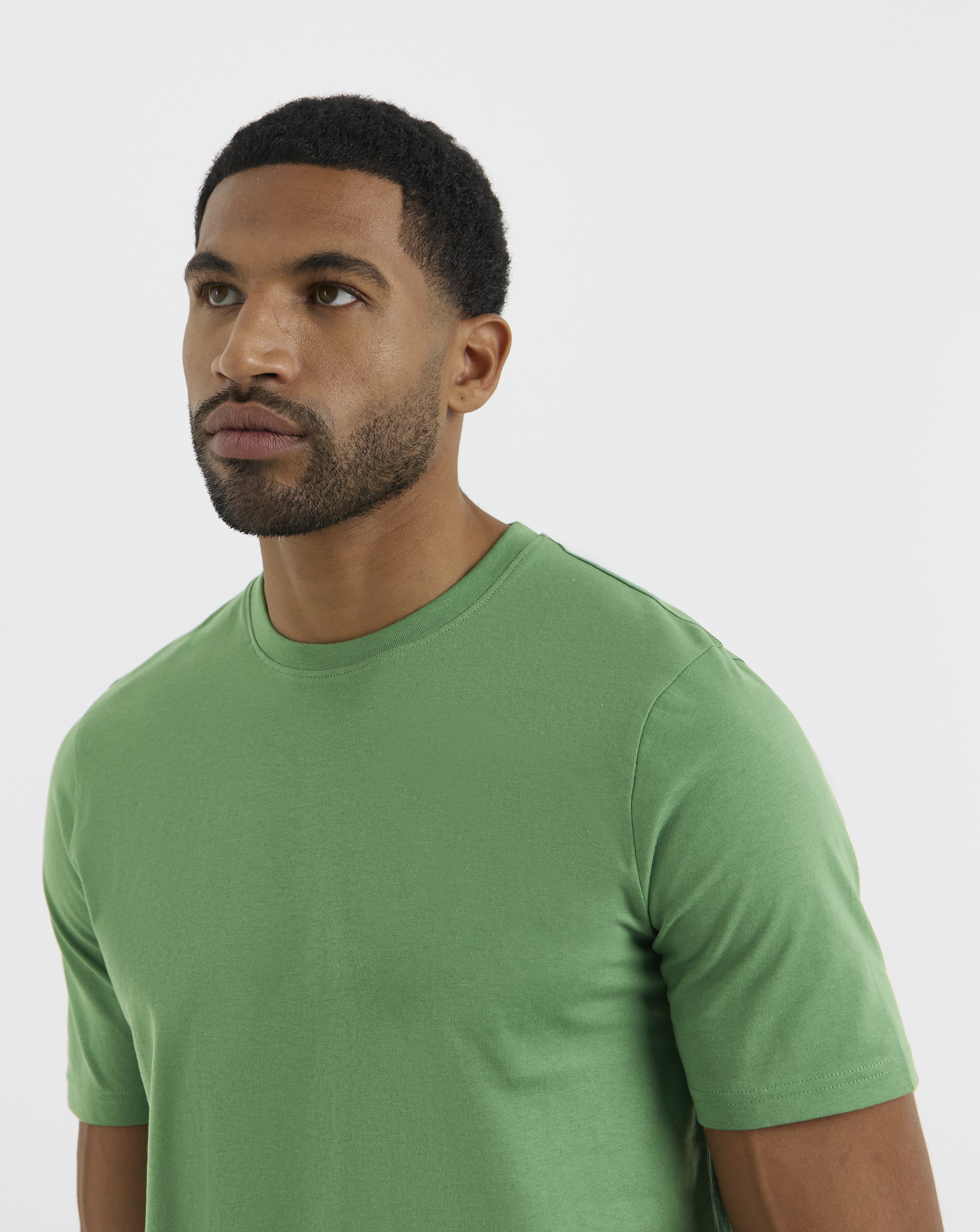 Pure Cotton Crew Neck T-Shirt Long-Green