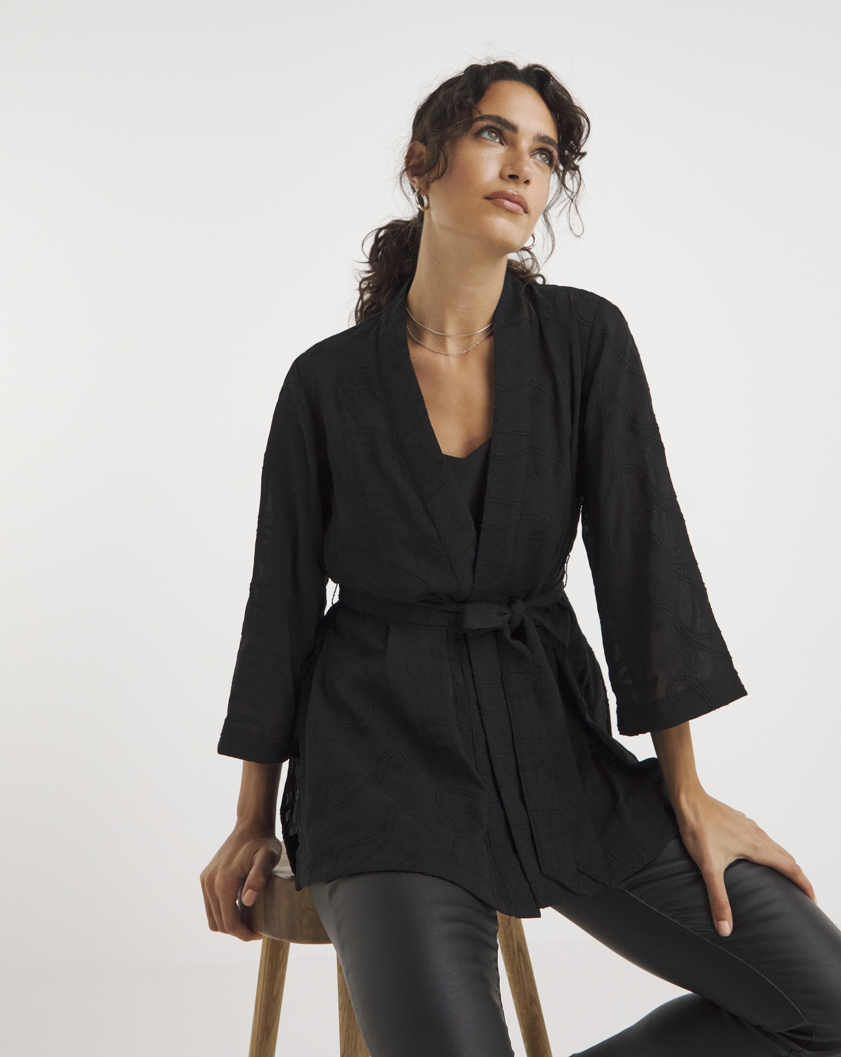 Embroidered Sheer Kimono