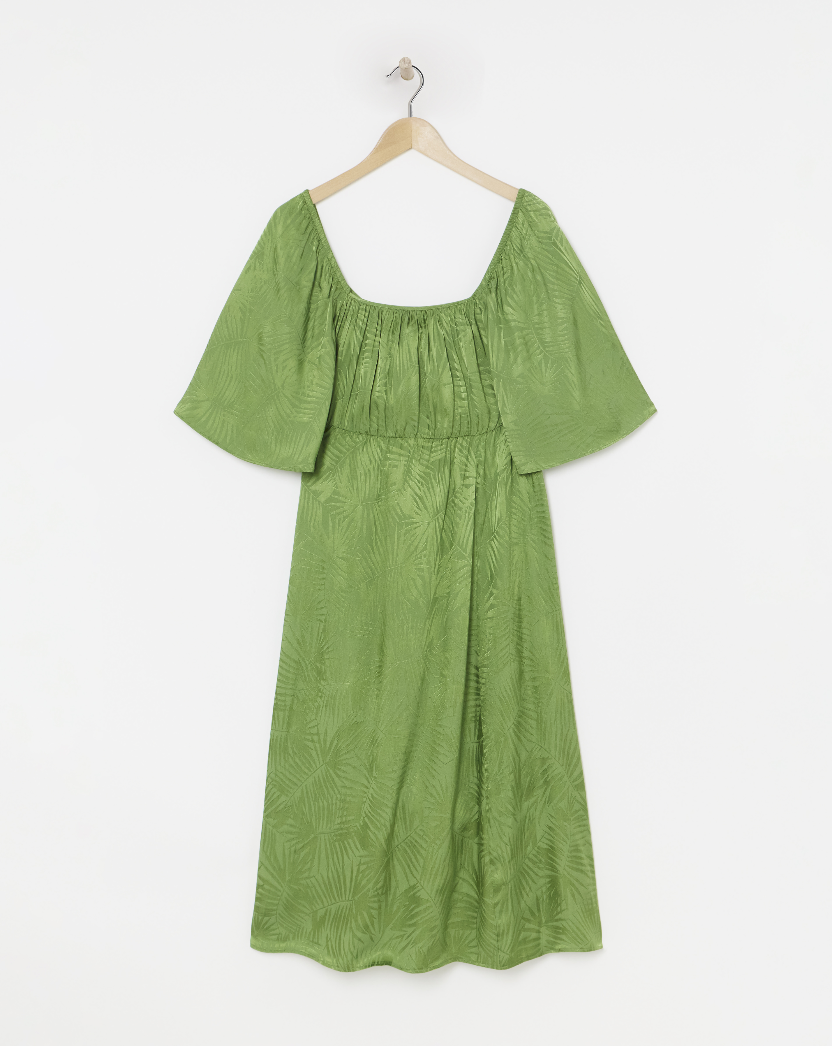 Simply Be - Women's Jacquard Tie Back Midi Dress - Size 20 - Olive - 100% Viscose