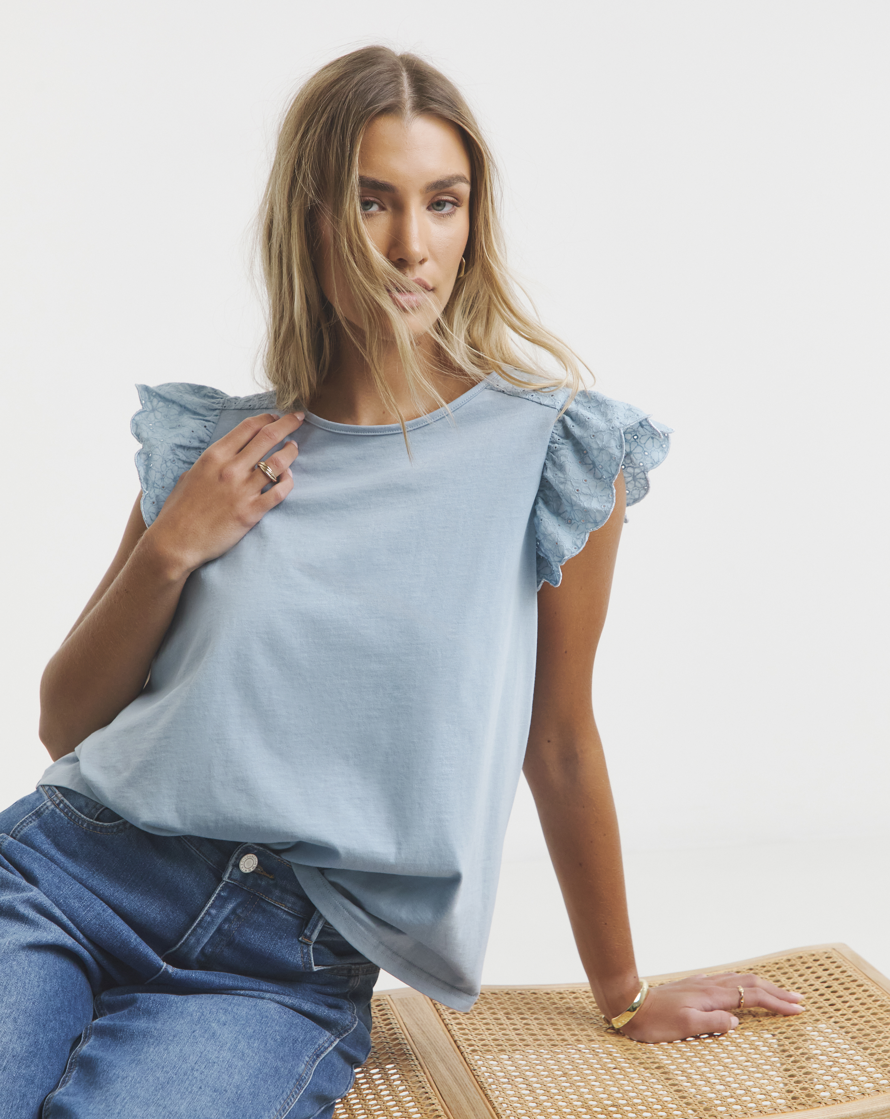 Simply Be Broderie Top with Tie