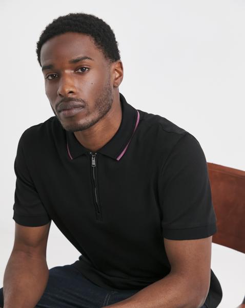 BOSS Short Sleeve Zip Neck Jersey Polo