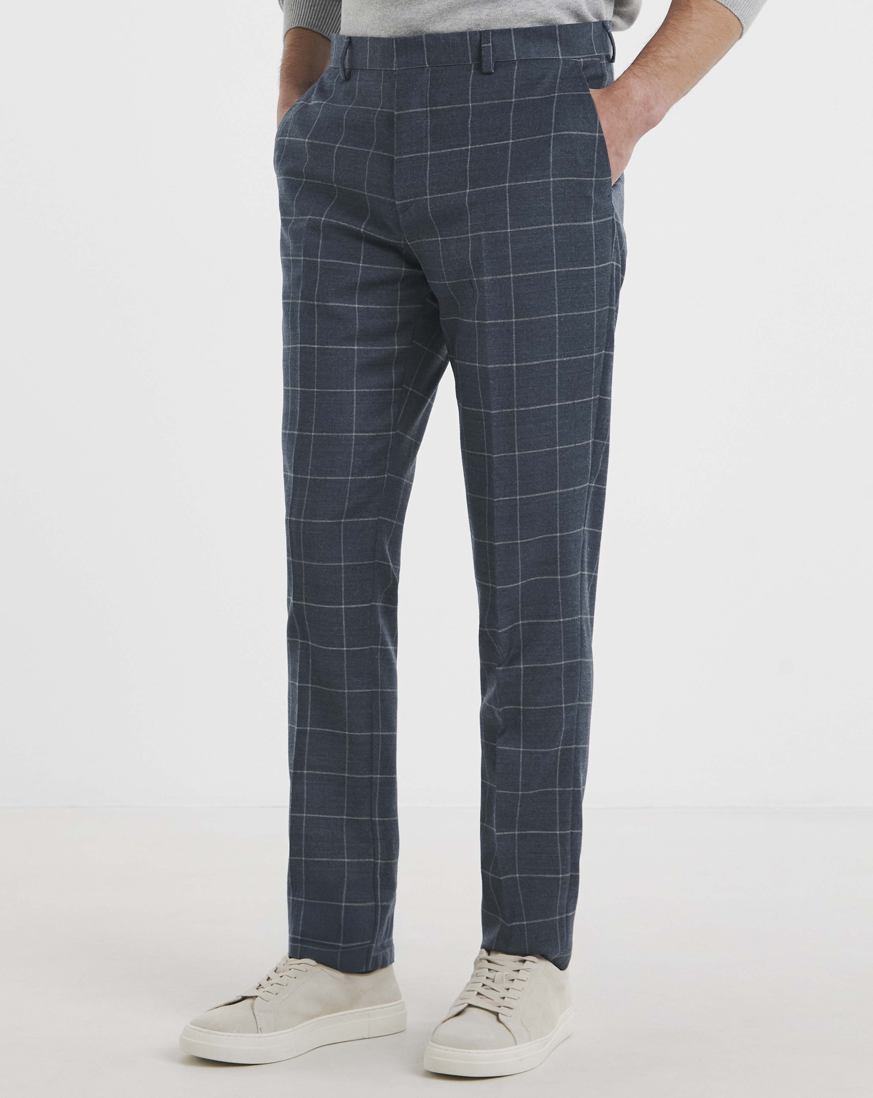 William Hunt Flannel Check Suit Trouser - Airforce