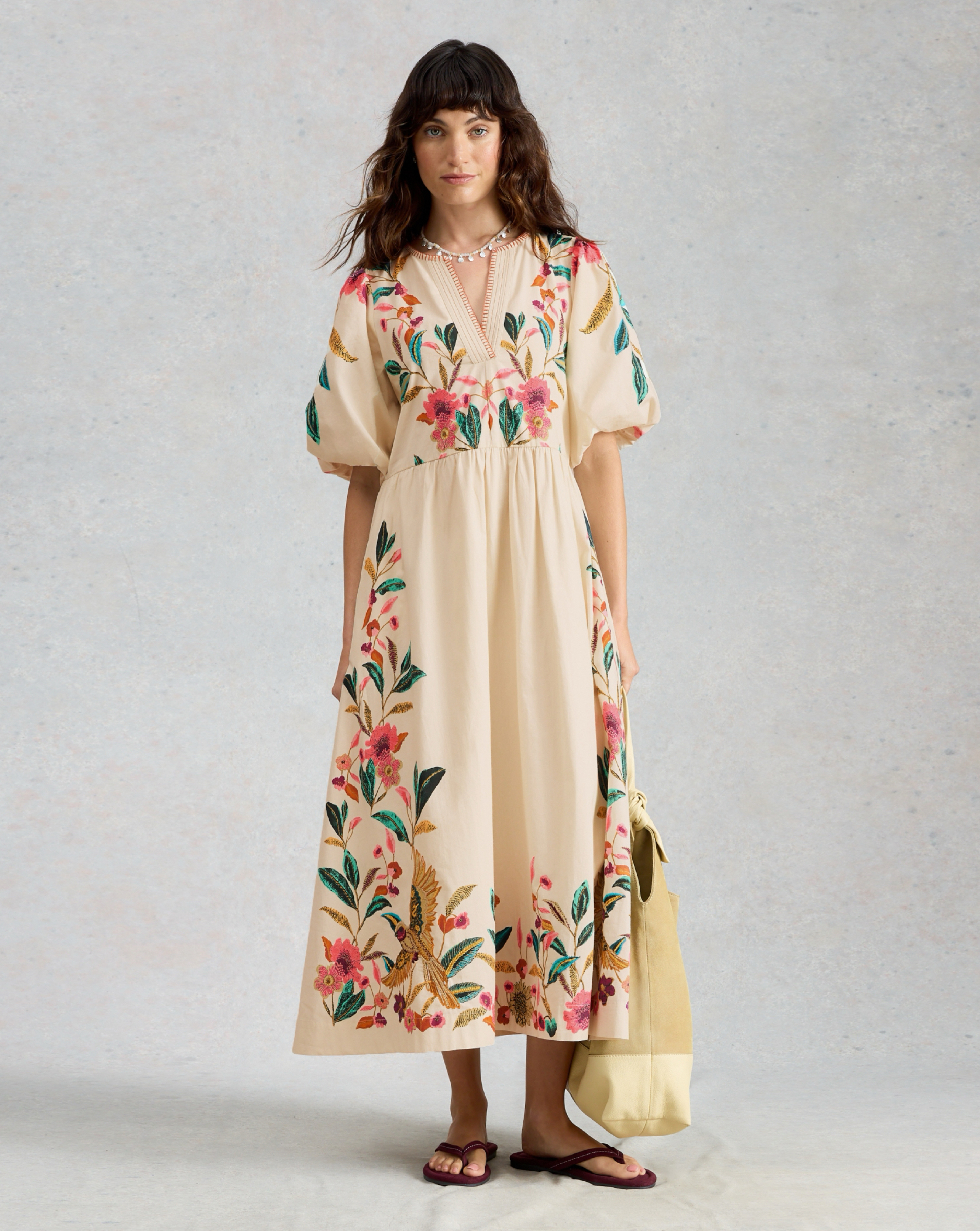 White Stuff Maeve Embroidered Midi Dress
