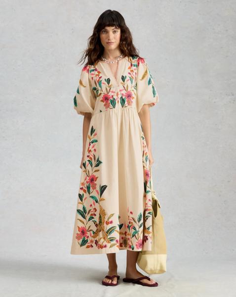 White Stuff Maeve Embroidered Midi Dress