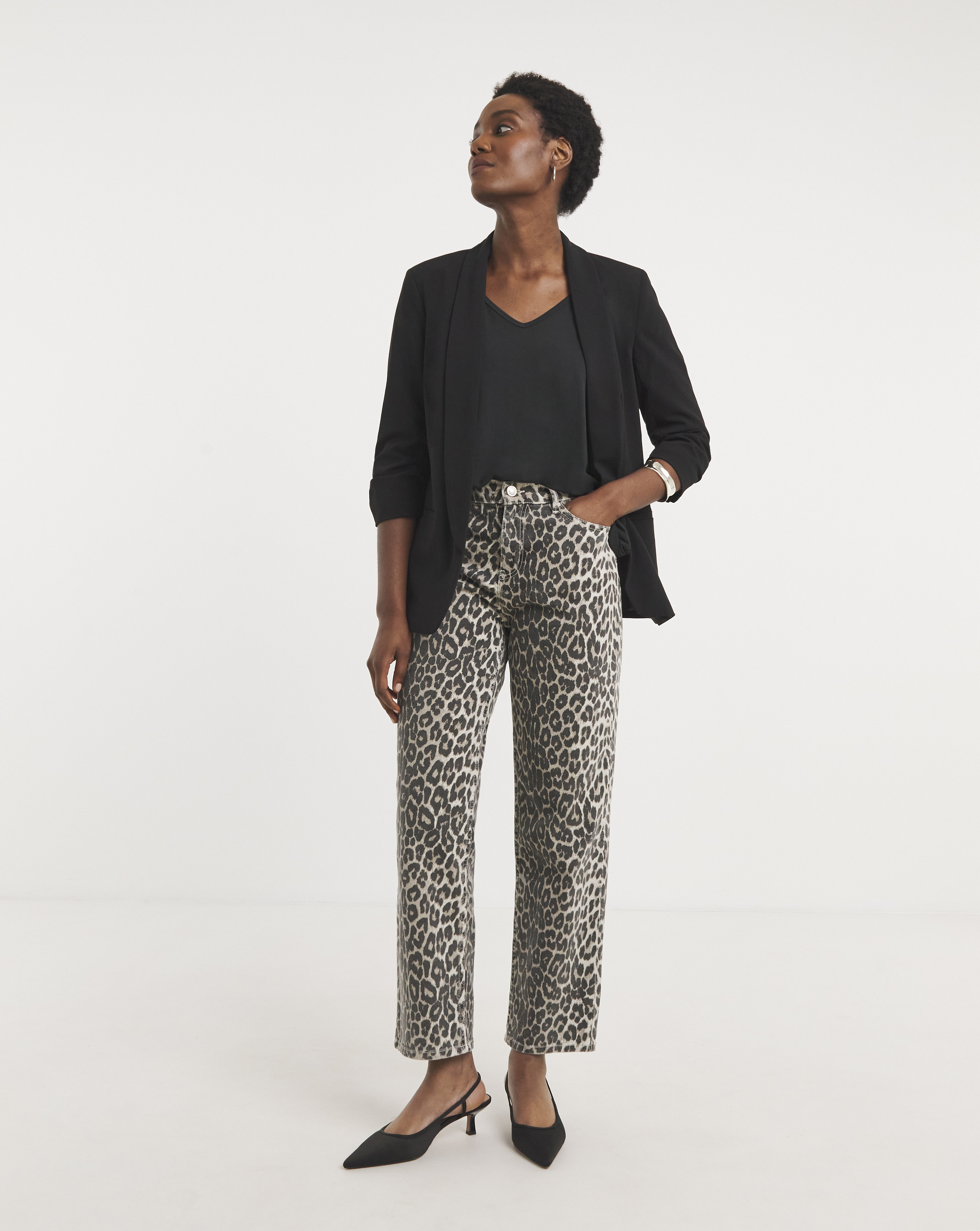 Ruched Sleeve Blazer