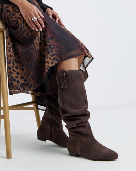 Olivia Suede Over the Knee Western Boots - Wide Fit (E) & Curvy Calf