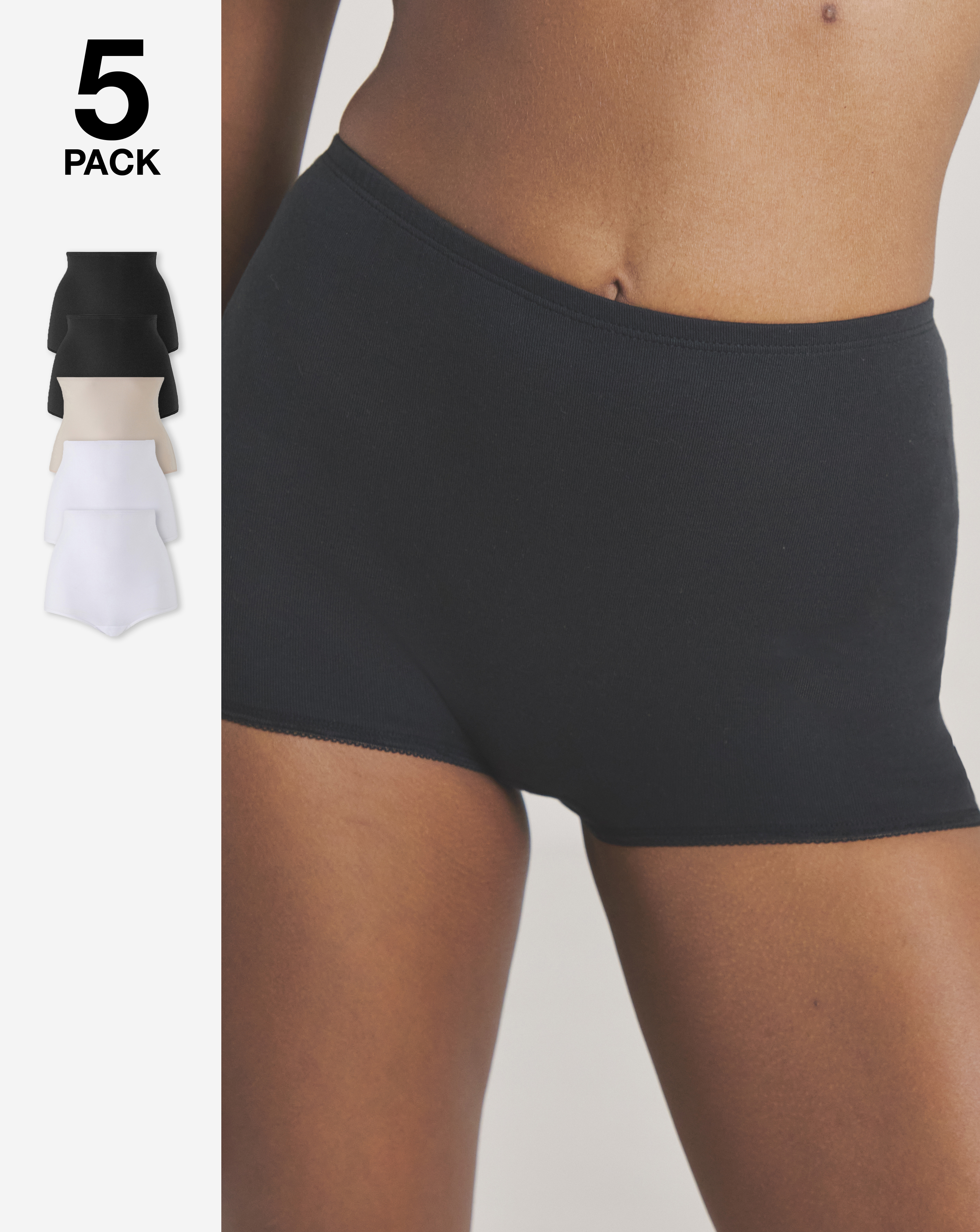5 Pack Comfort Shorts Black/White/Blush
