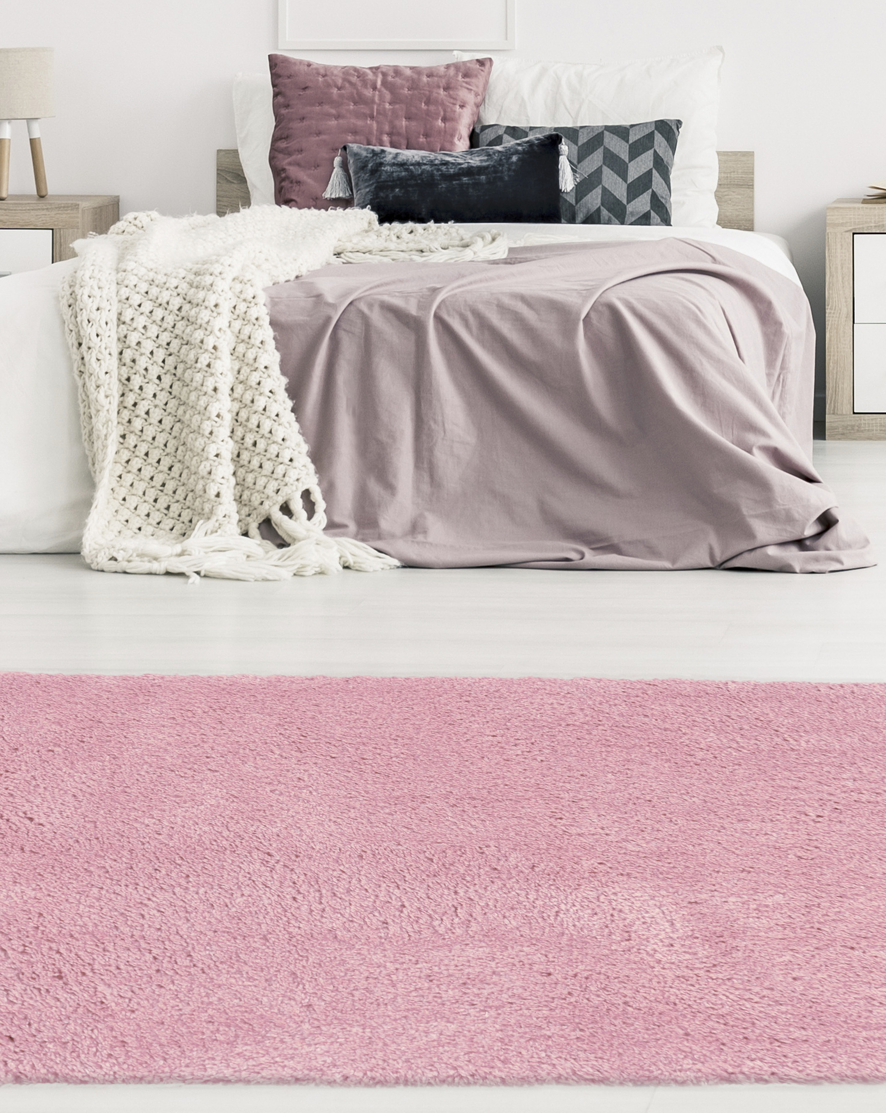 Homemaker Pink Snug Plain Shaggy Cosy Rug - 200X290