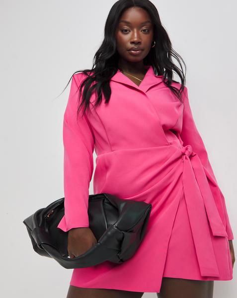 Pink Twist Front Blazer Dress