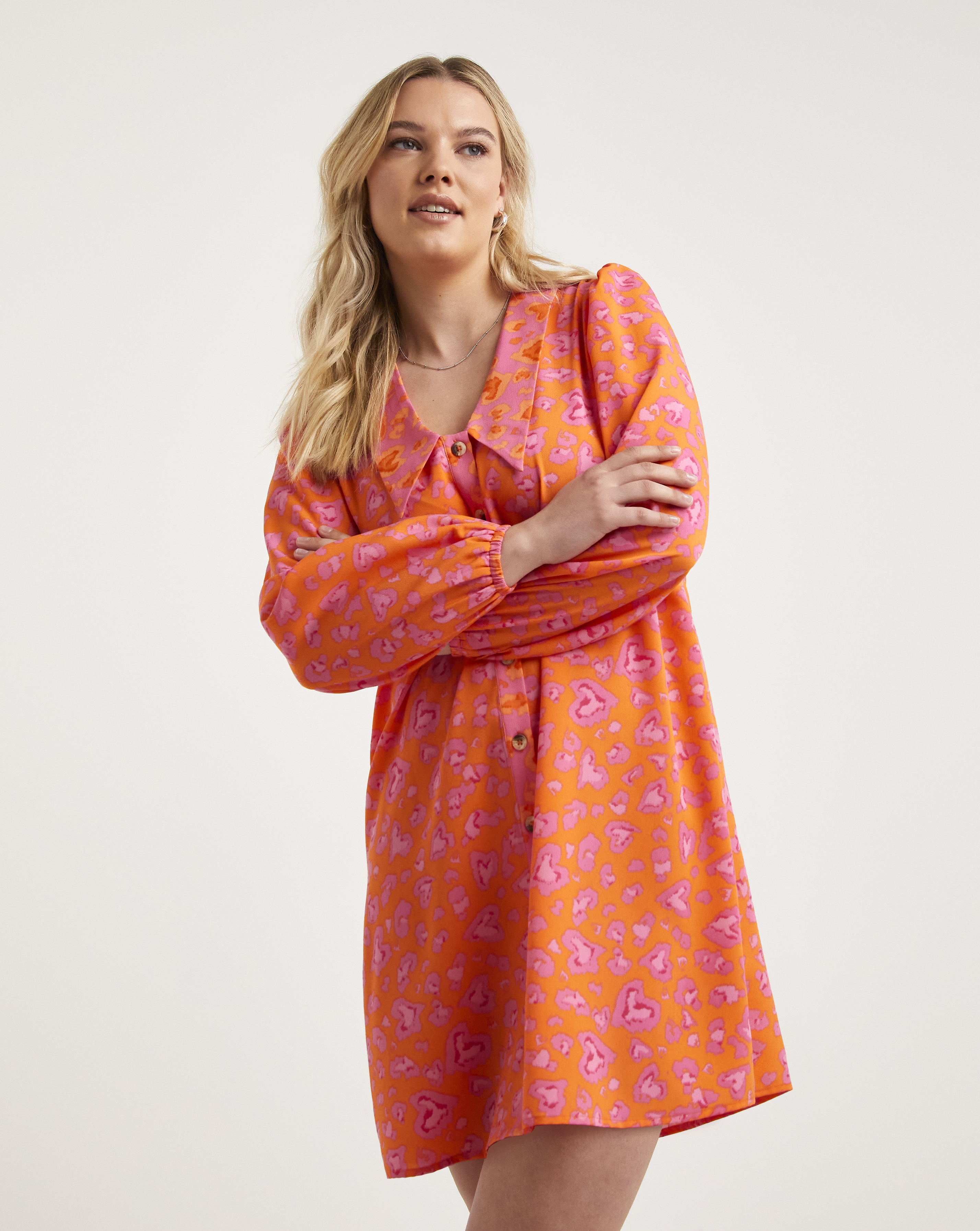 Simply Be - Women's Animal Print Button Through Shirt Dress - Size 10 - Animal print