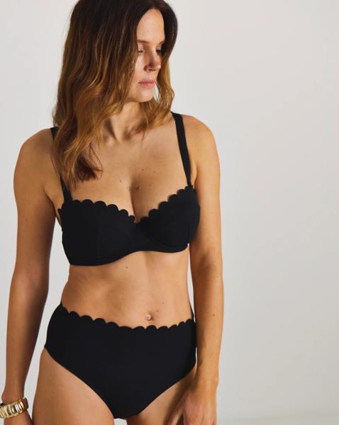 Scalloped Edge High Waist Bikini Bottoms