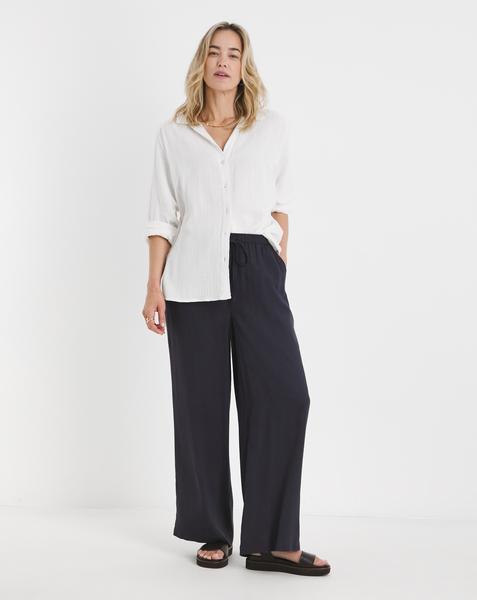 Linen Mix Wide Leg Trouser