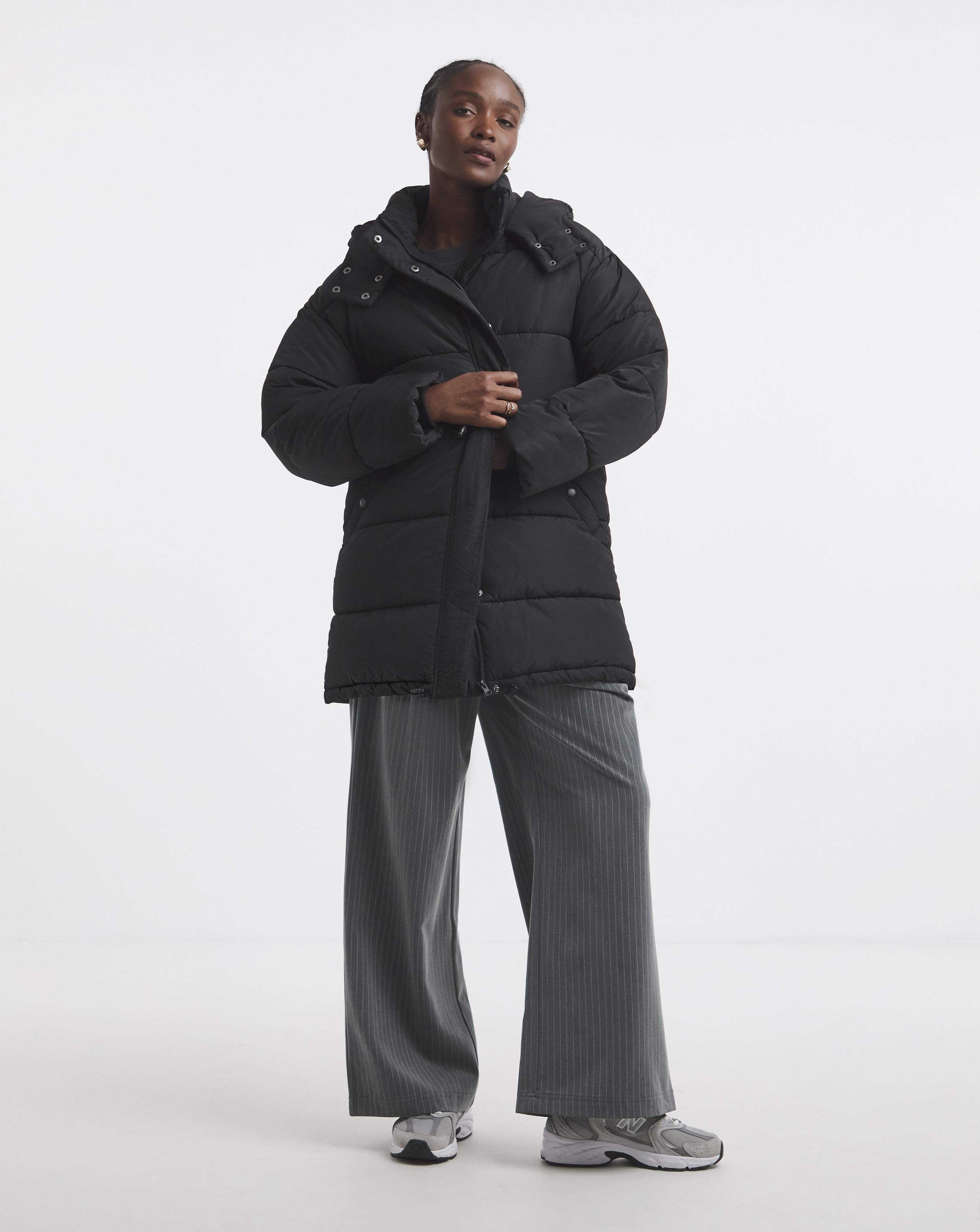 Black Longline Padded Coat