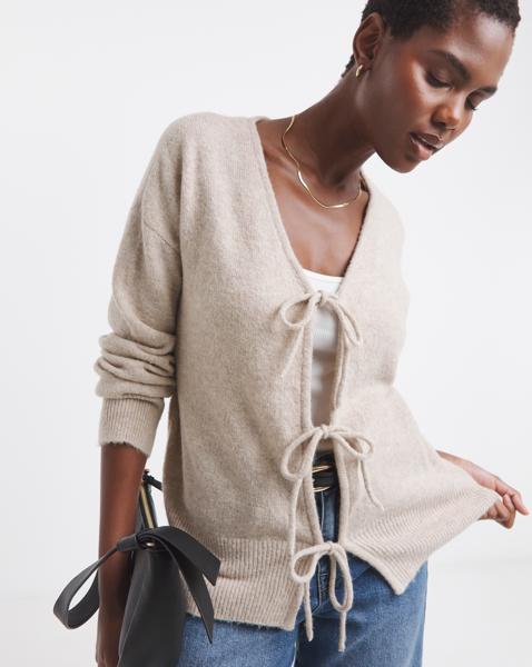SPONGE TIE FRONT CARDIGAN