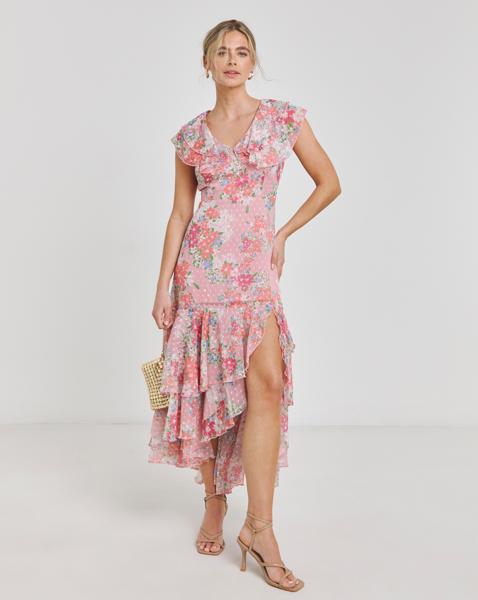 Simply Be - Women's Boutique Frill Hem Georgette Maxi Dress - Size 10 - Floral print