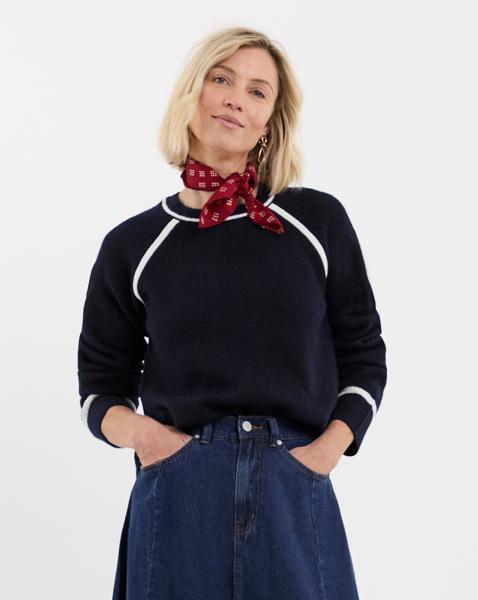 Contrast Crew Neck Knitted Jumper