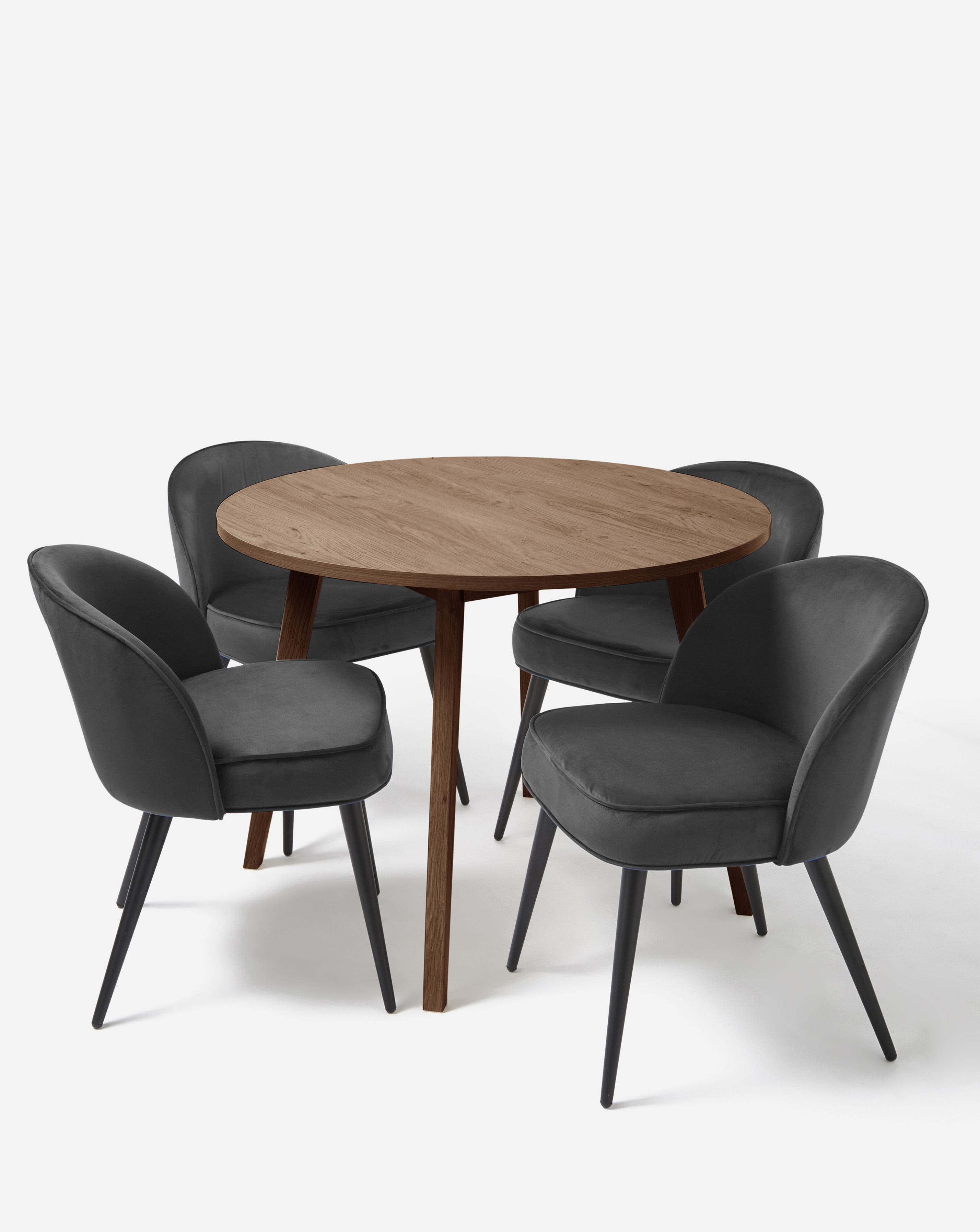 Oslo Table with 4 Emilie Velvet Chairs