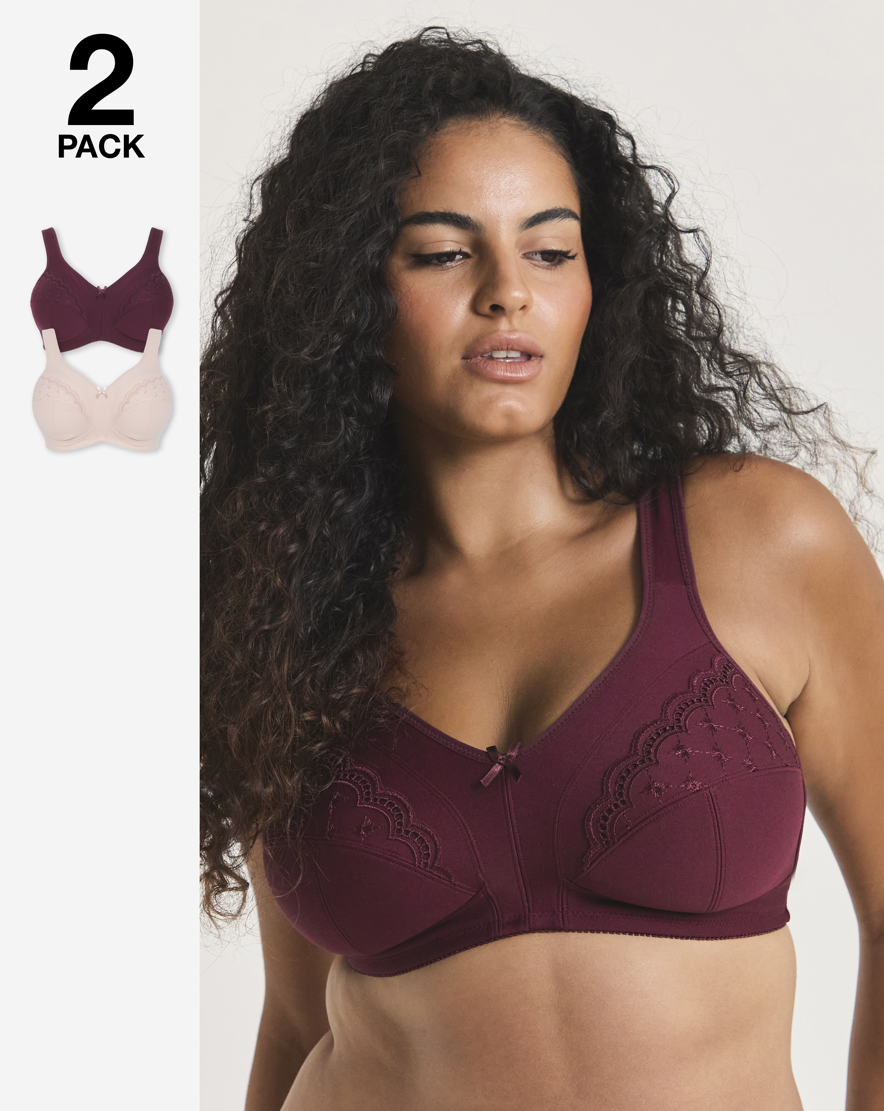 2 Pack Sally Minimiser Non Wired Bras