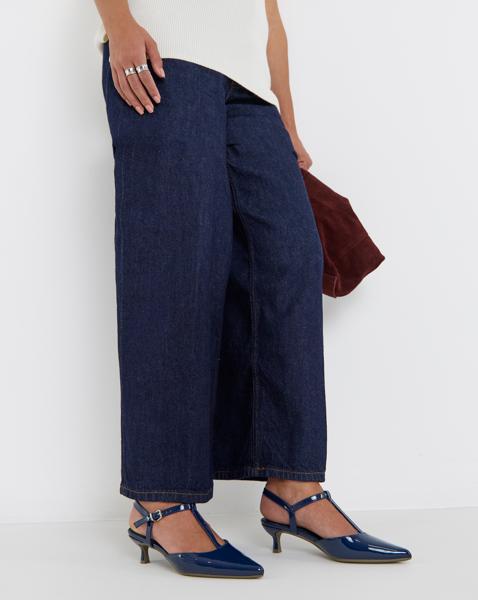 T Bar Pointed Toe Heeled Shoes Wide