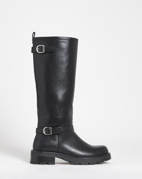 Sonny Knee High Biker Boots - Wide Fit (E) & Curvy Calf - Image