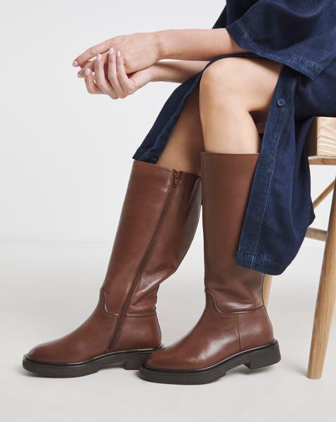 Berry Leather Knee High Riding Boots - Wide Fit (E) & Curvy Calf - Image