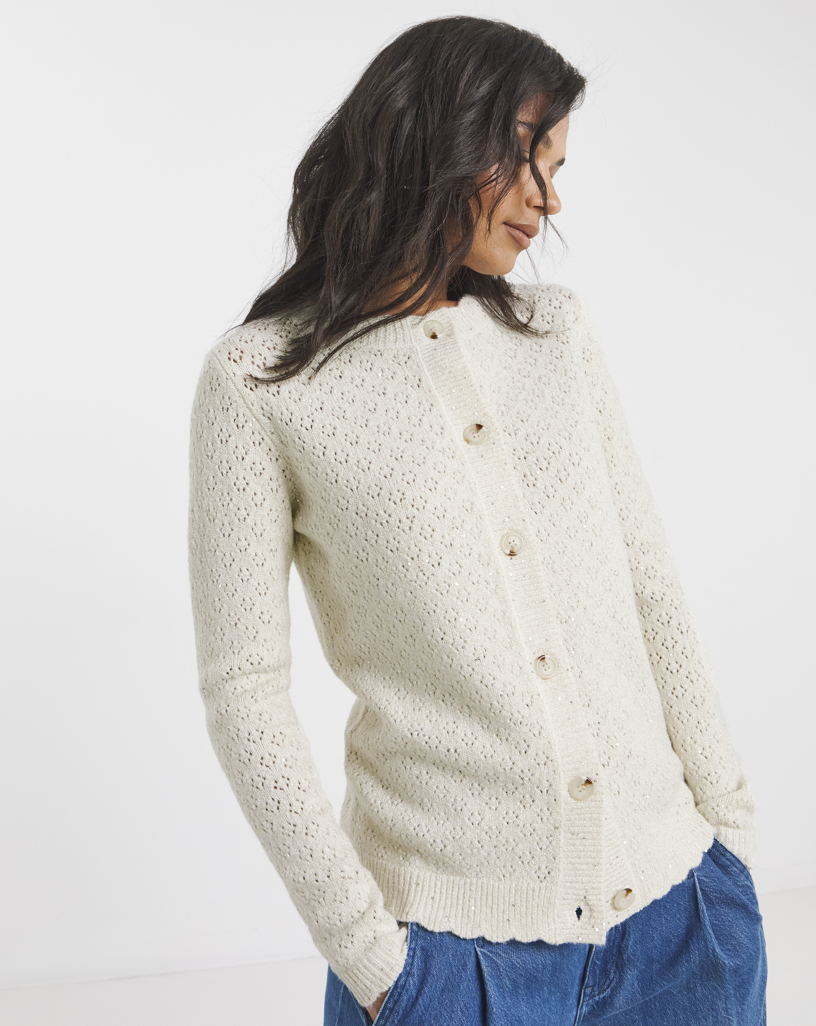 Simply Be Sequin Scalloped Cardigan