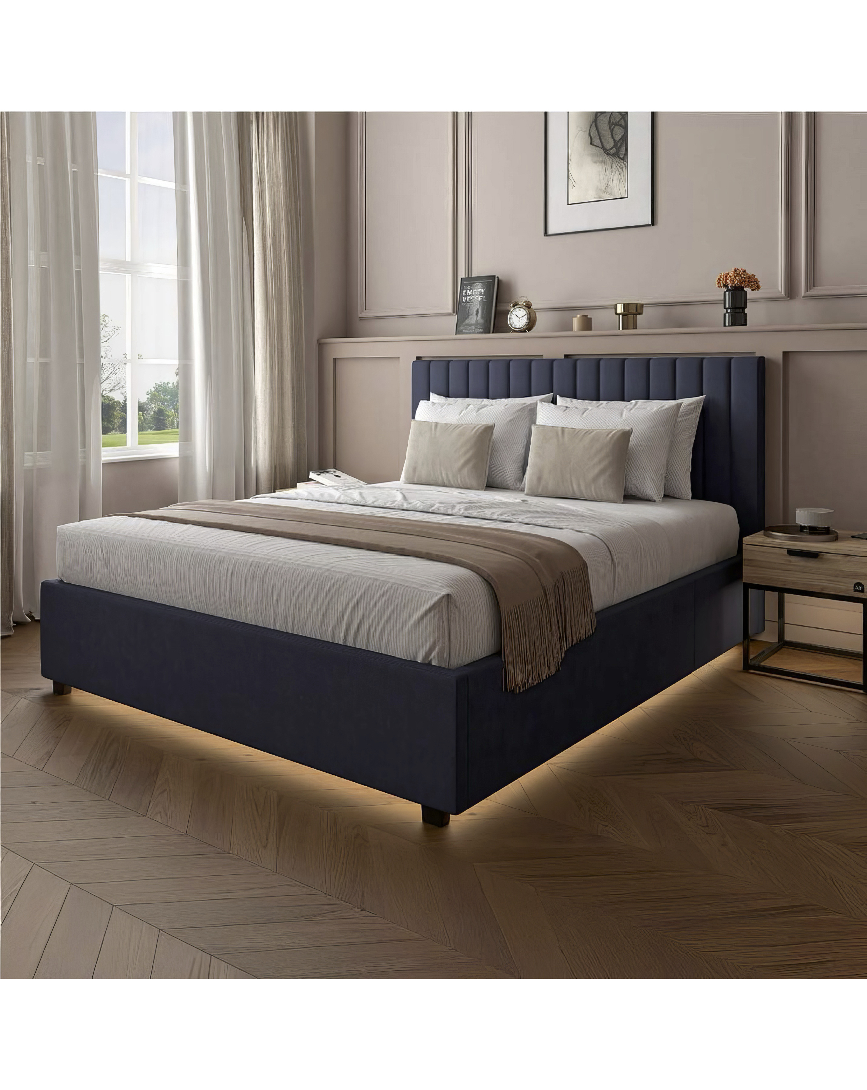 XR Living Maisie Fabric LED Ottoman Bed