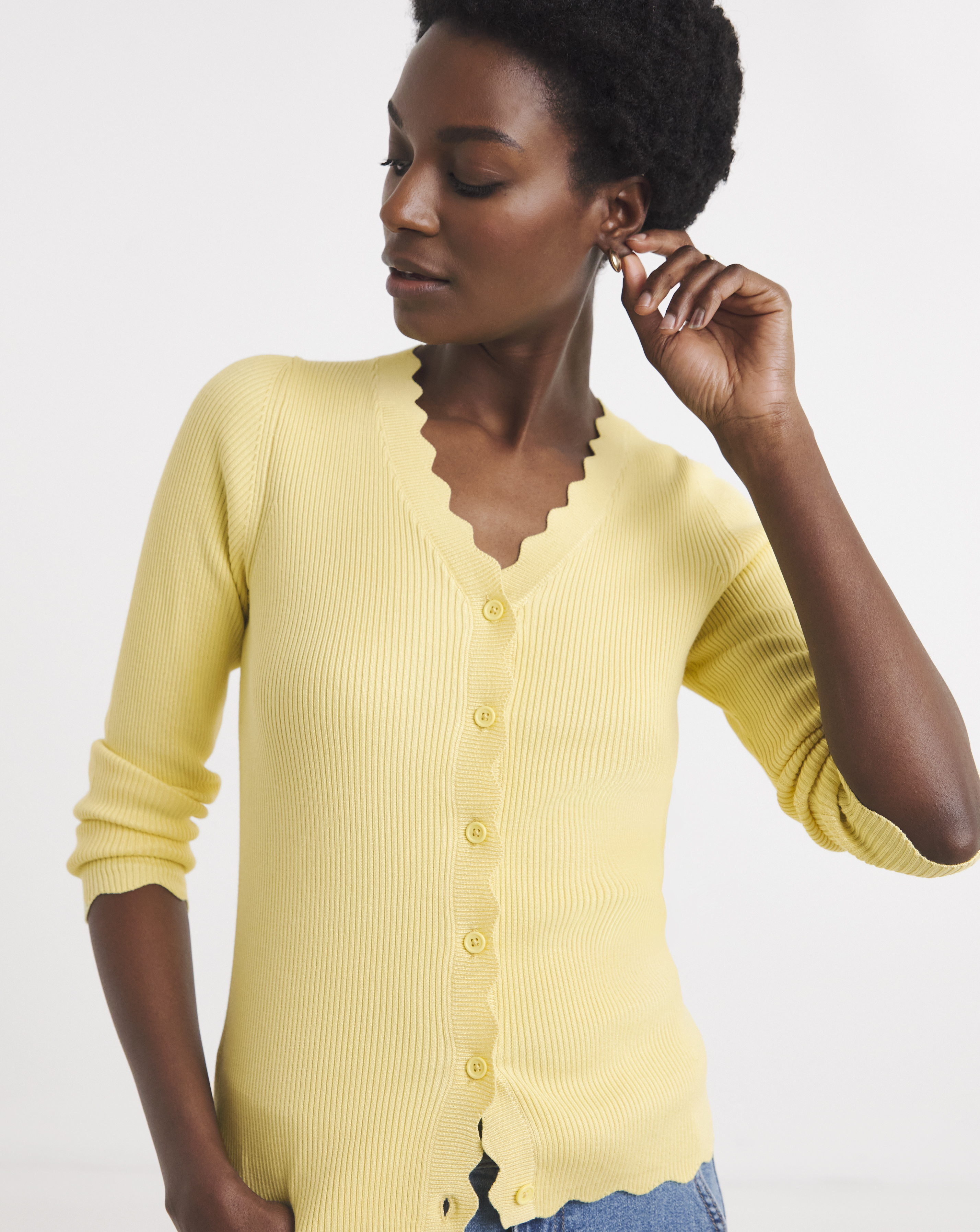 Scallop Hem Knitted Cardigan | JD Williams