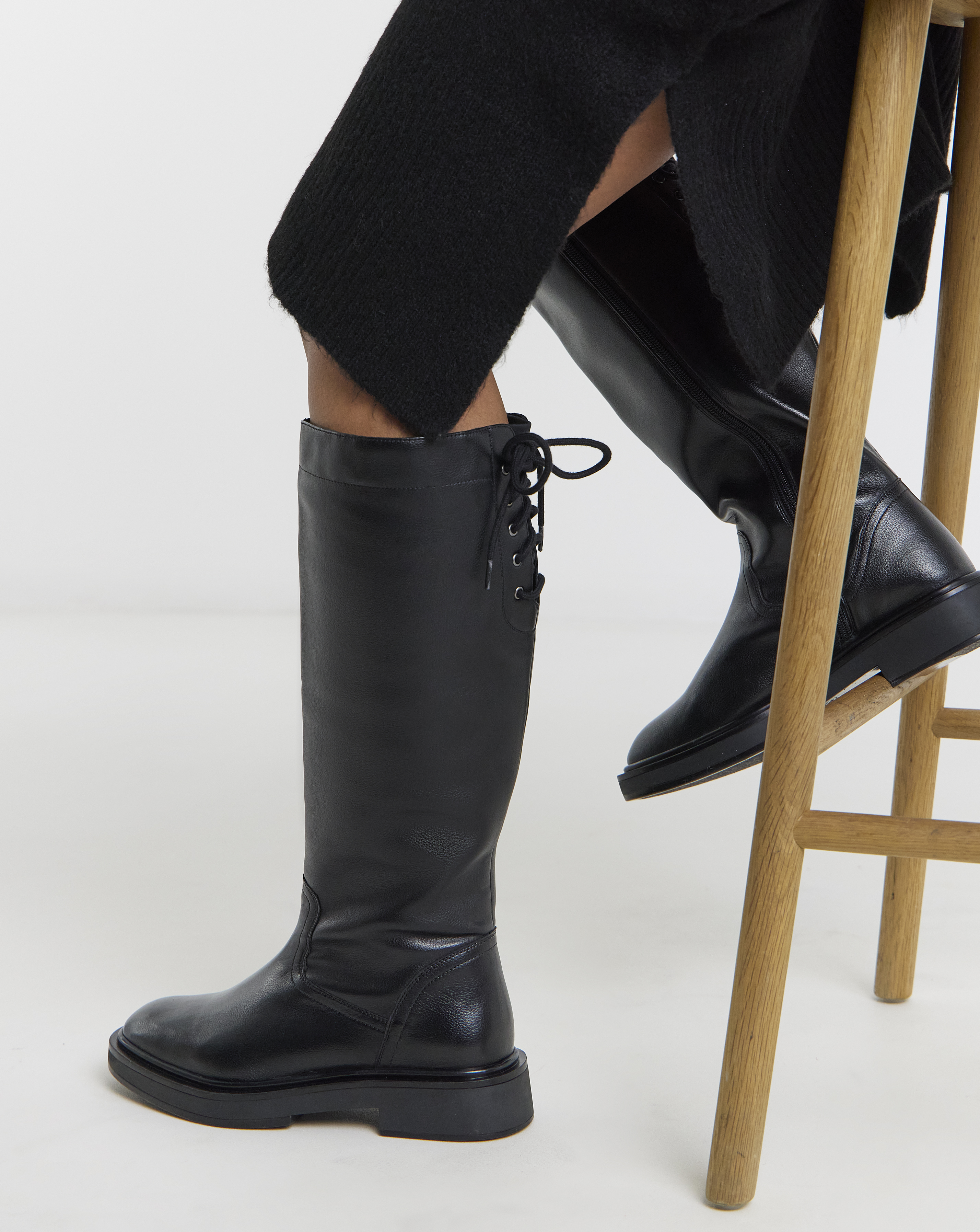 Lace Back Riding Boot Wide C