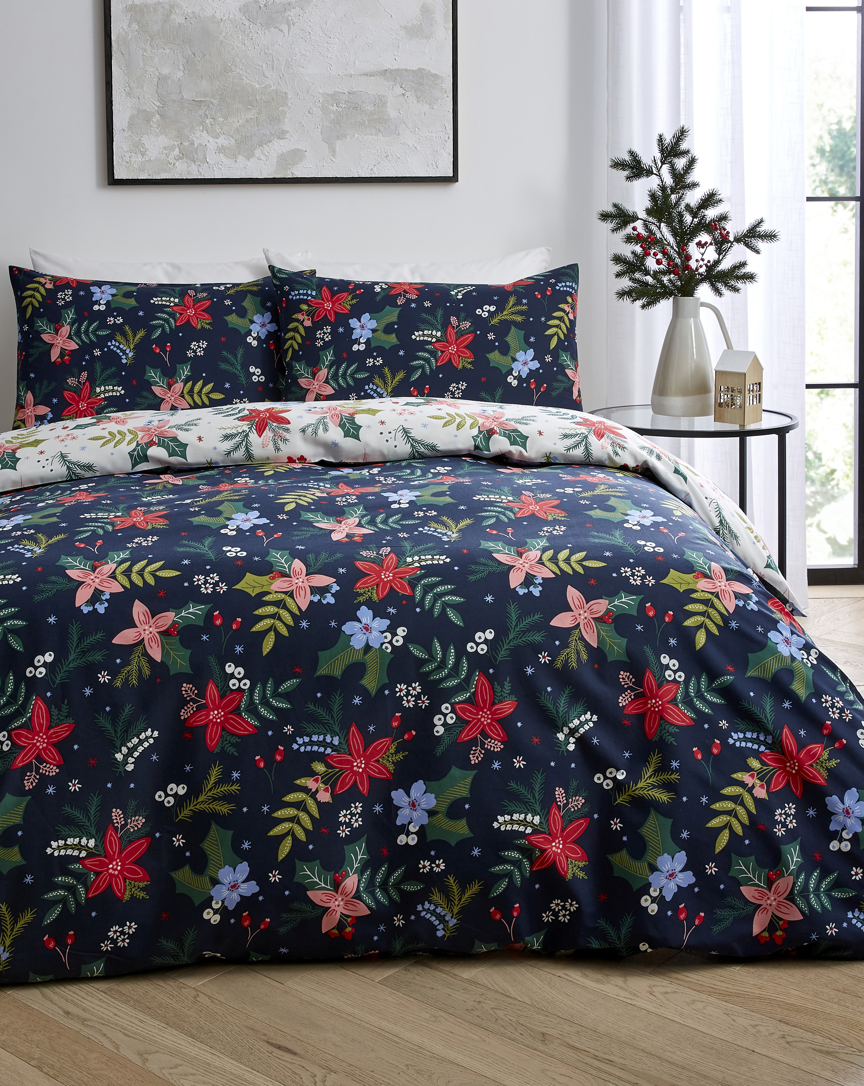 Noelle Christmas Floral Duvet Cover Set