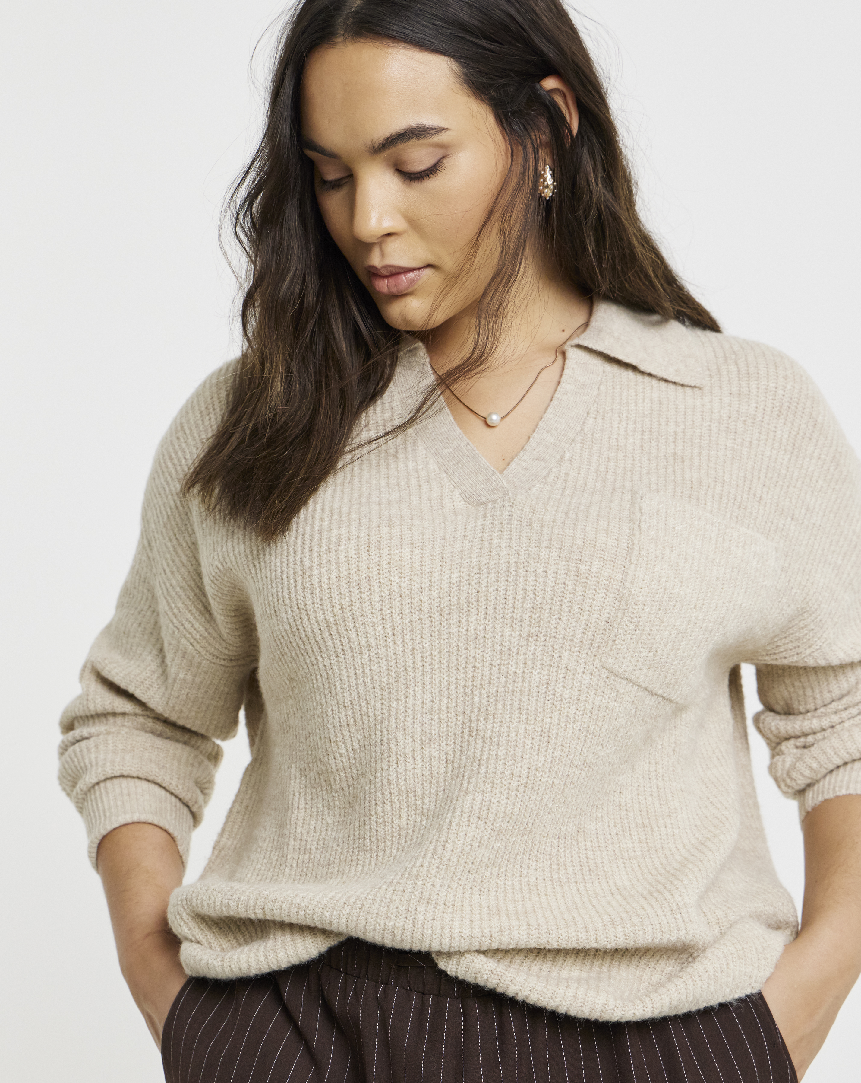 V-Neck Collared Jumper
