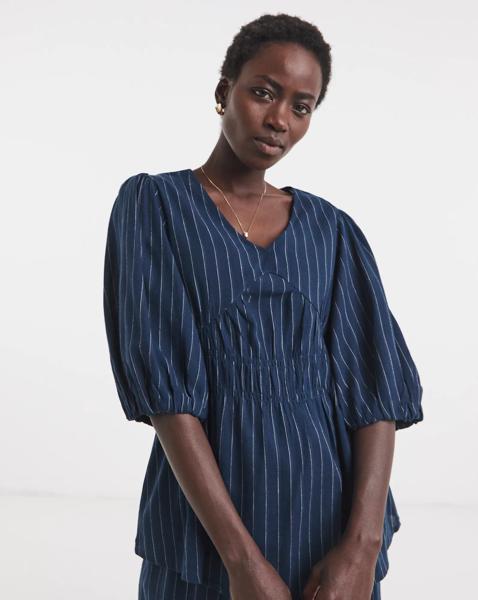 Striped Puff Sleeve Top