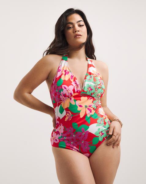 Value Floral Print Halterneck Swimsuit