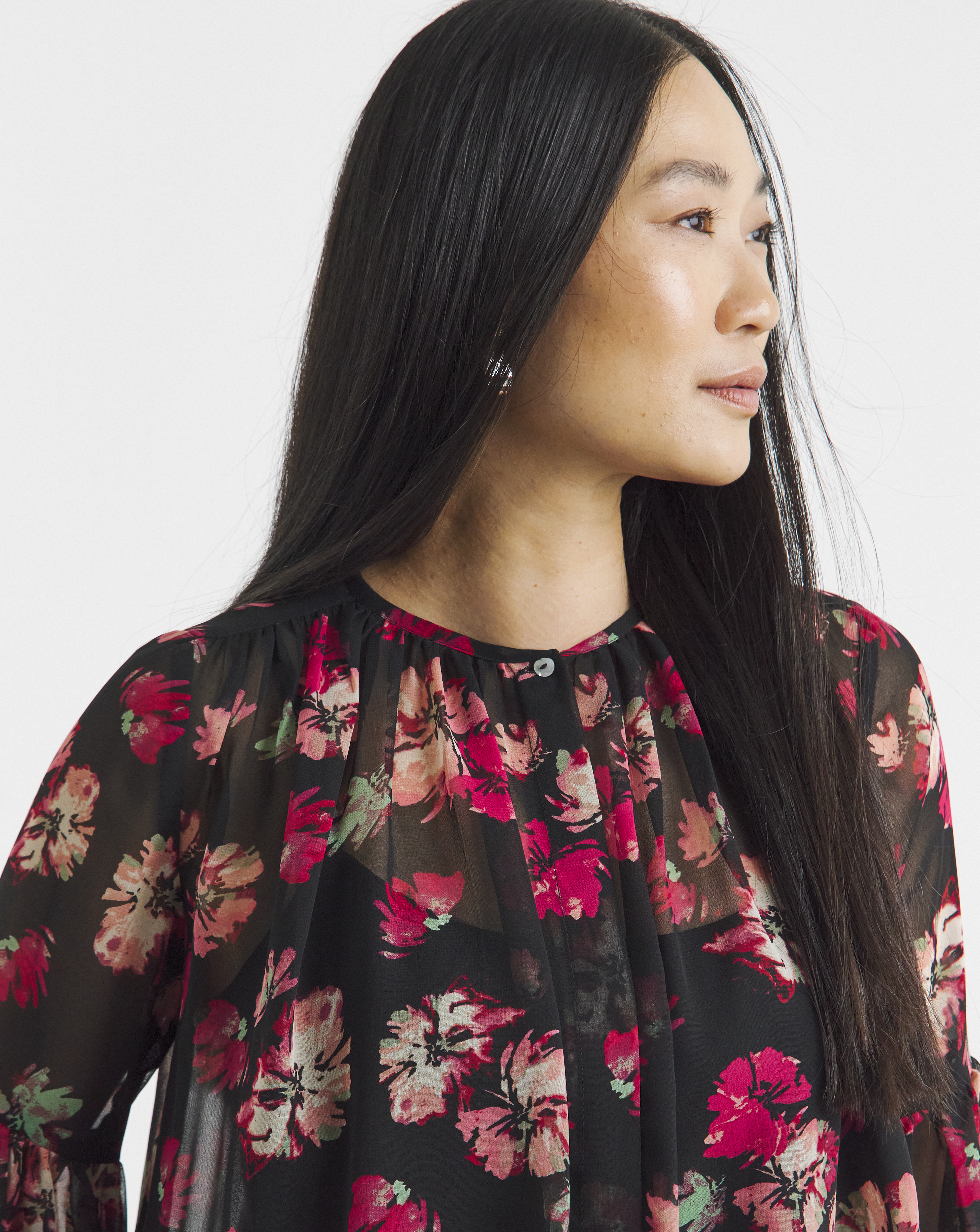 Georgette Collarless Blouse