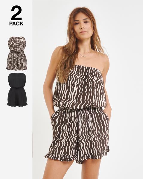2 Pack Value Bandeau Beach Playsuits