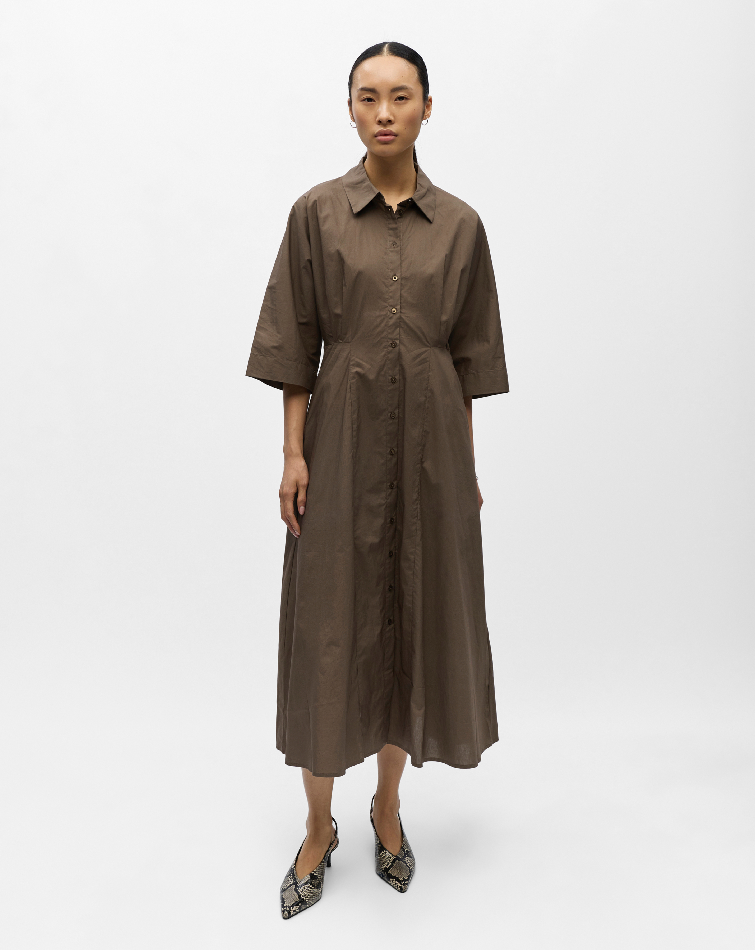 OBJECT 3/4 SLEEVE MIDI DRESS