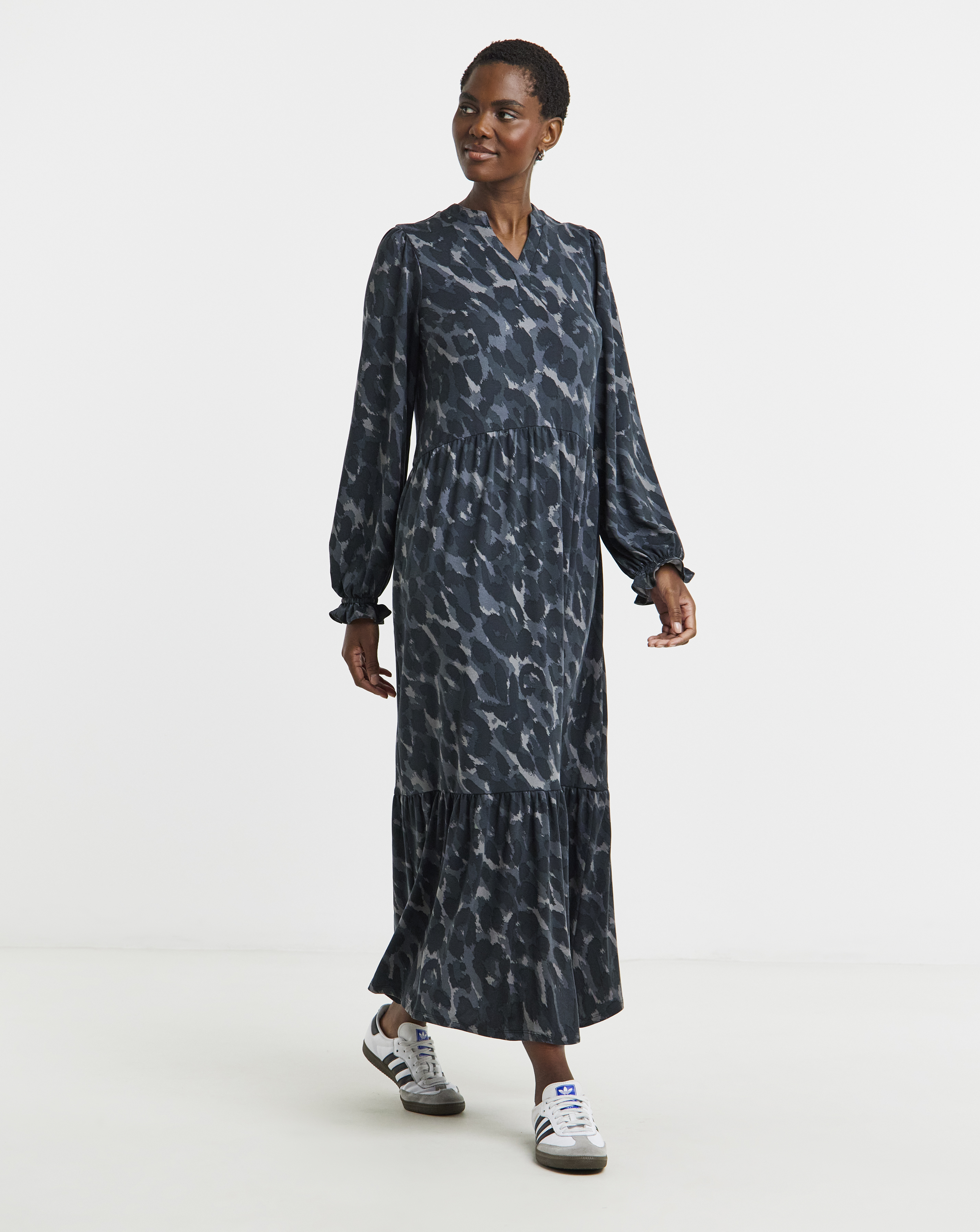 Soft Touch Long Sleeve Notch Neck Dress
