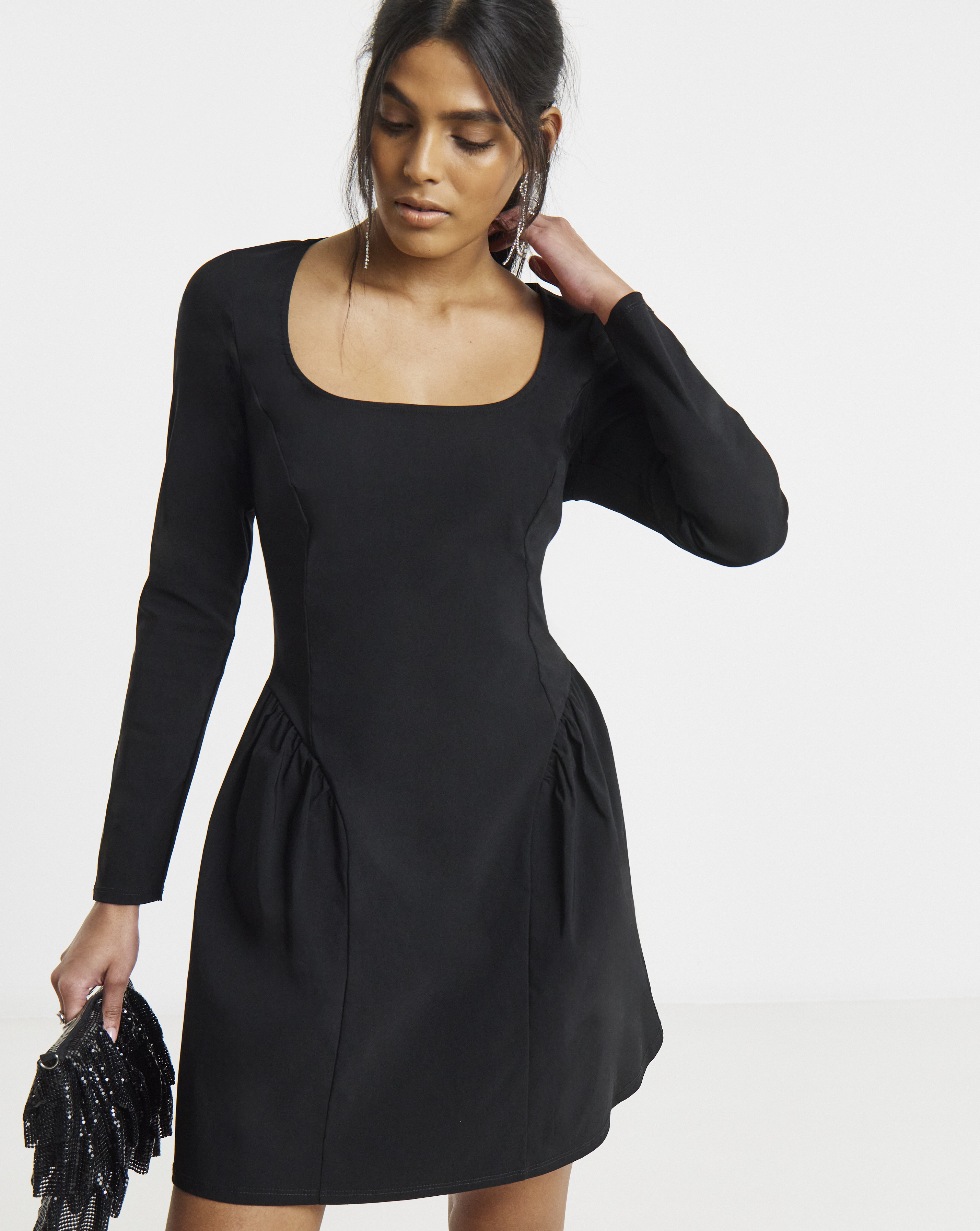 Bengaline Waist Detail Skater Dress