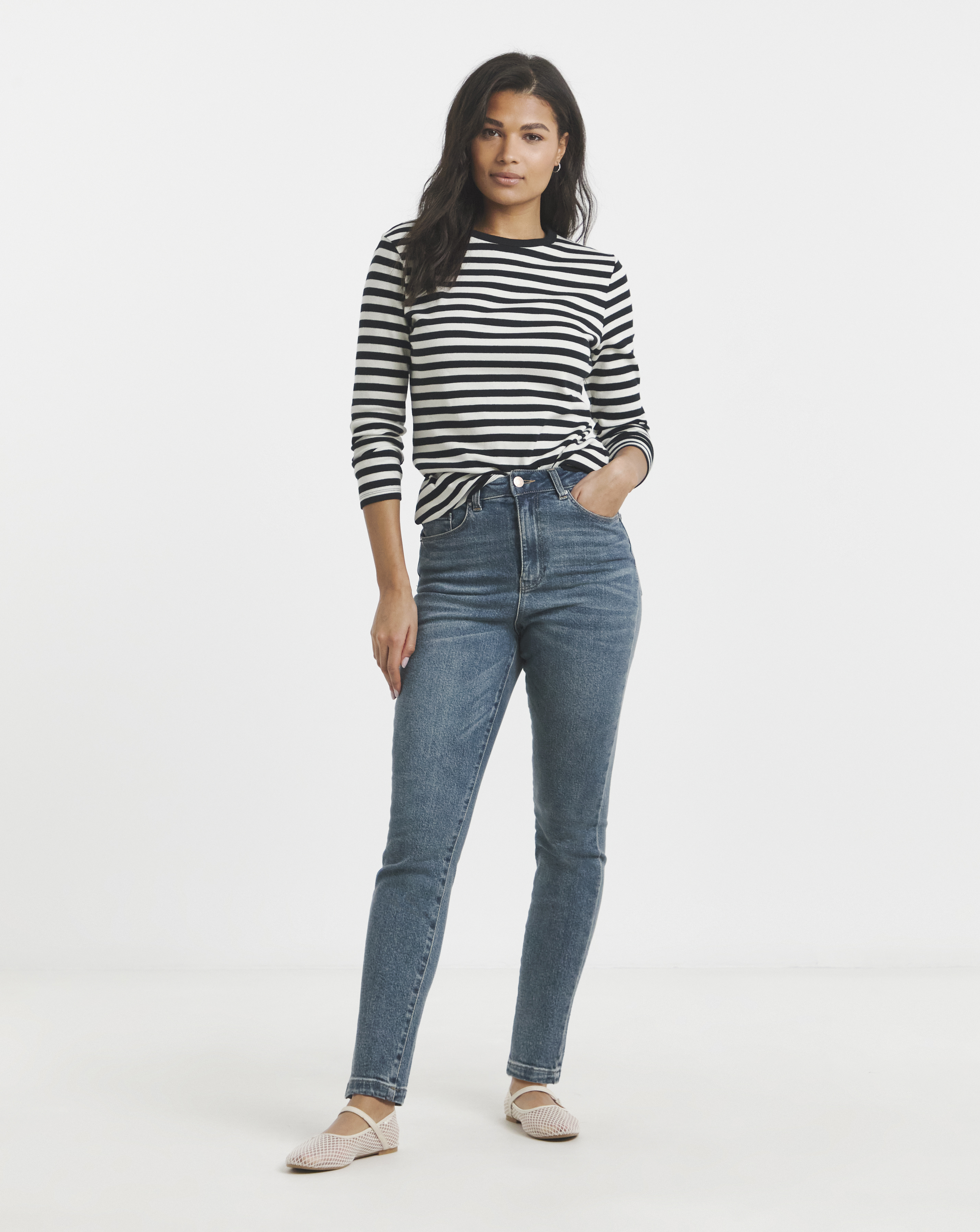 Soft Blue Slim Mom Jeans