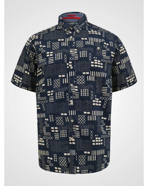 D555 Rick S/S Navy Geometric Print Shirt