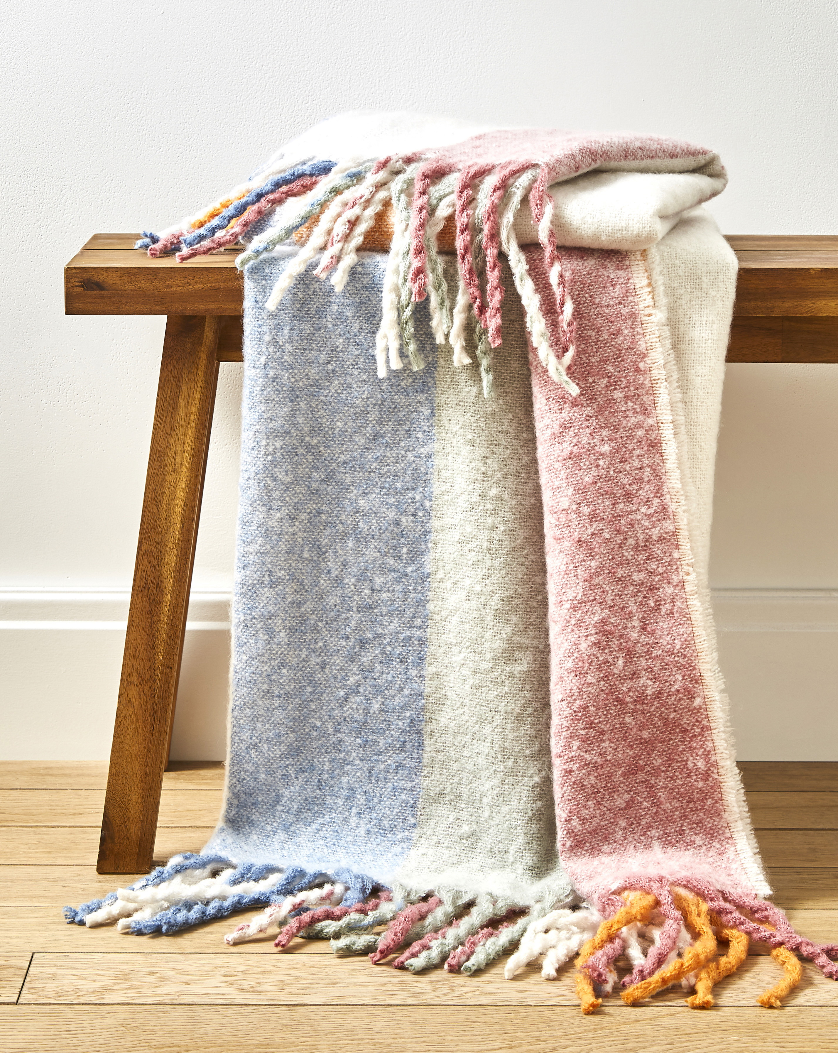 Striped Faux Mohair Throw